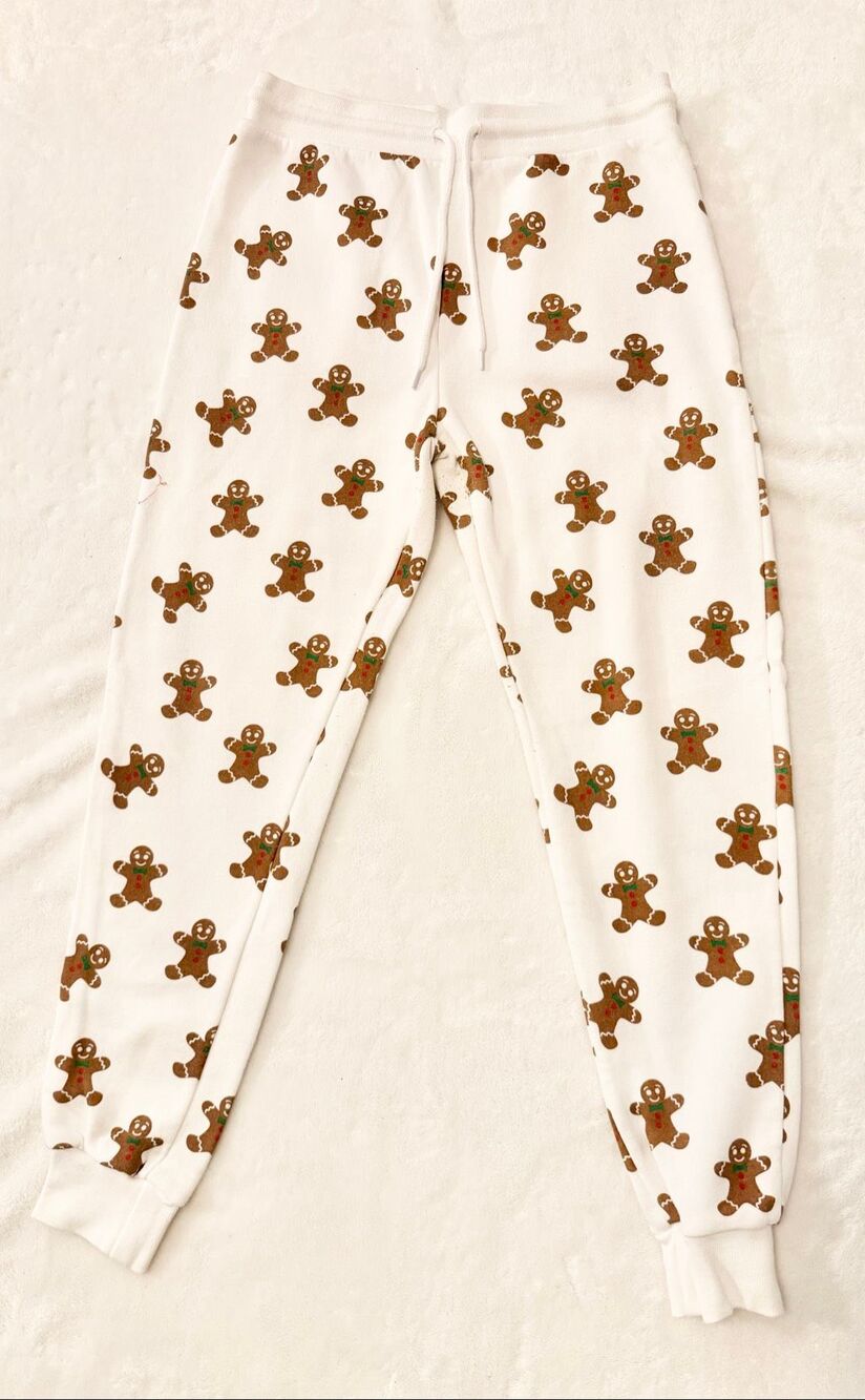 Chemistry Cream Gingerbread Print Cropped Jogger Pants - Picture 3 of 7